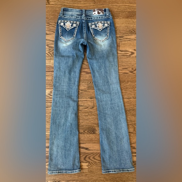 Grace In LA Women’s Western Steerhead Embroidered Flap Pckt Bootcut Jeans Sz 25 - Picture 7 of 9